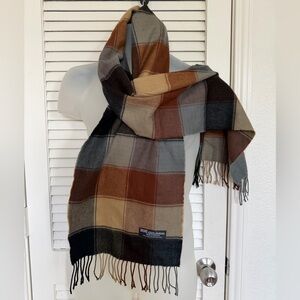 100% Cashmere Scotland Plaid Check Scarf Preppy Luxurious Winter Accessory